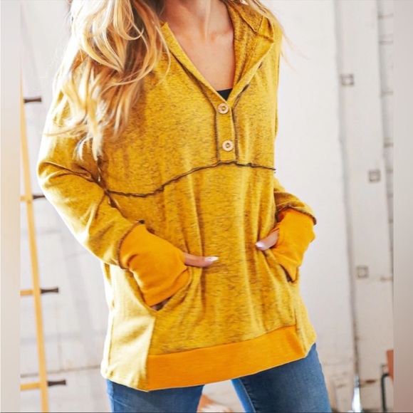 Tops - Butterscotch cashmere feel soft hacci thumb hole hoodie